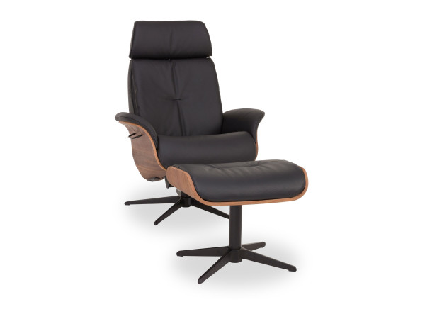 Hocker MEDIUM HARPER KELTY in schwarz aus Leder