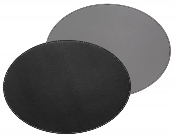 Tischset FREEFORM in grau/schwarz aus Kunstleder