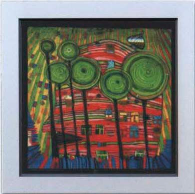 Kunstdruck HUNDERTWASSER in bunt aus Glas