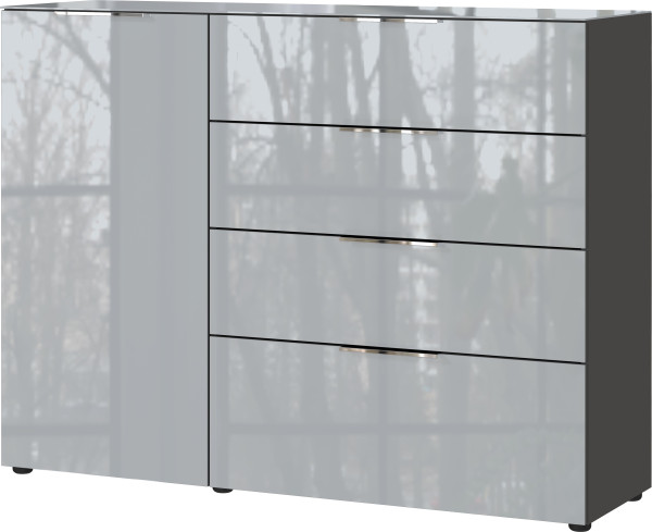 Sideboard HARPER GUNJUR in silbergrau aus Glas