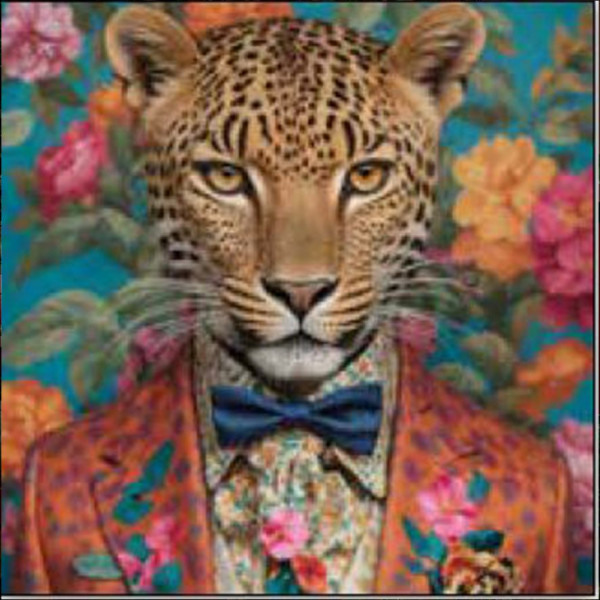 Aludibondbild LEOPARD IN SUIT in mehrfarbig aus Metall