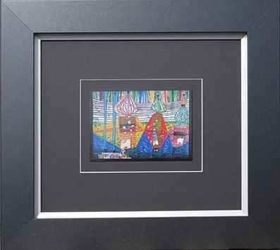 Kunstdruck HUNDERTWASSER in mehrfarbig aus Glas