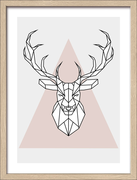 Gerahmtes-Bild DEER I in mehrfarbig aus Glas