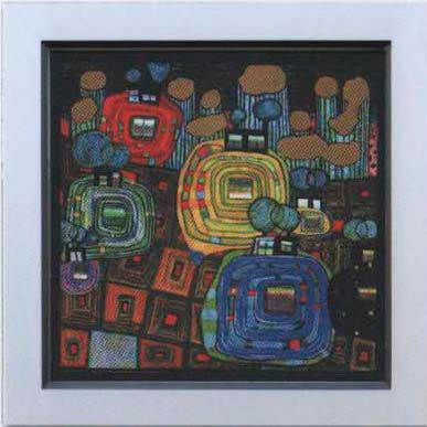Kunstdruck HUNDERTWASSER in bunt aus Glas