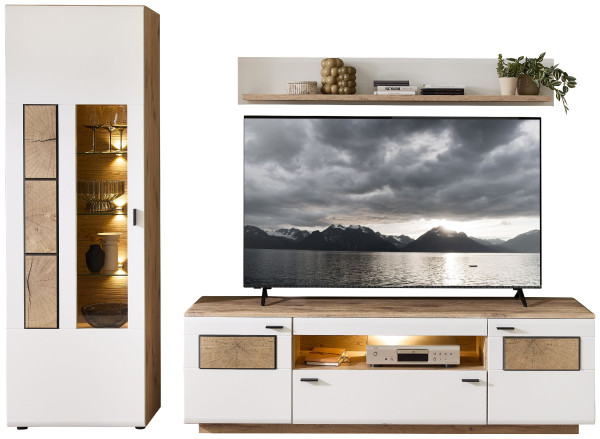 Wohnwand HARPER WINDSOR in Eiche aus Massivholz