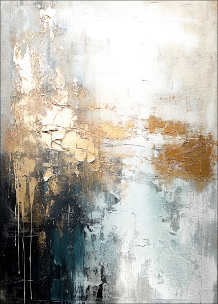 Aludibondbild GOLD AND BLUE I in mehrfarbig aus Metall