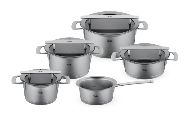 Kochtopf-Set Phi Collection in silberfarben aus Metall
