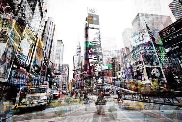 Glasbild TIME SQUARE in bunt aus Glas