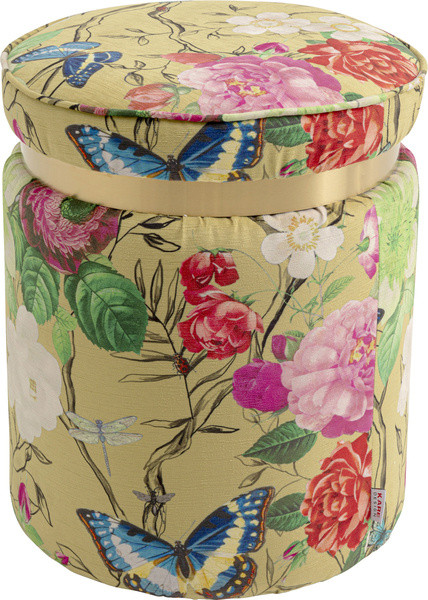 Hocker FLOWER FEVER in gelb aus Stoff