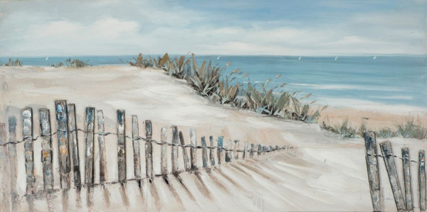 Gemälde SPAZIERGANG ZUM STRAND in mehrfarbig aus Holz