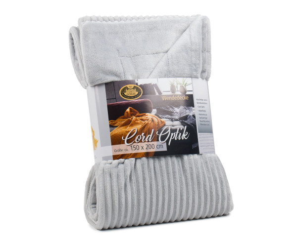 Wohndecke Cord in silberfarben aus Polyester