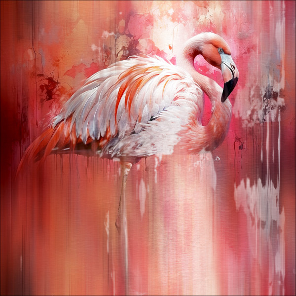 Aludibondbild PRETTY FLAMINGO in mehrfarbig aus Metall